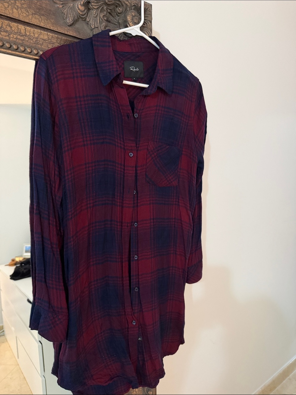Rails Burgundy and Navy Plaid Mini Dress